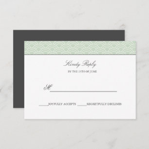 Seigaiha Dusty Green Japanese wave wedding rsvp