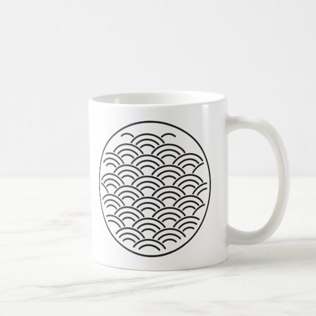 Seigaiha Wave Pattern Circle Minimal Art Coffee Mug (Right)