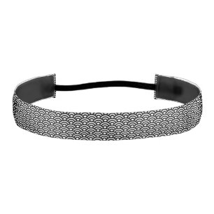 Seigaiha, Waves, Japanese, Black and White Athletic Headband