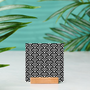 Seigaiha, Waves, Japanese, Black and White Holder