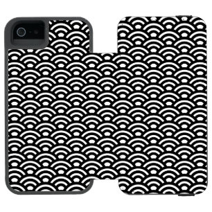 Seigaiha, Waves, Japanese, Black and White iPhone SE/5/5s Wallet Case