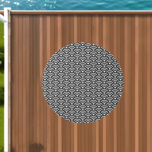 Seigaiha, Waves, Japanese, Black and White Outdoor Rug
