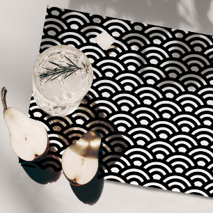 Seigaiha, Waves, Japanese, Black and White Placemat