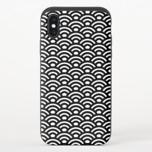 Seigaiha, Waves, Japanese, Black and White iPhone XS Slider Case