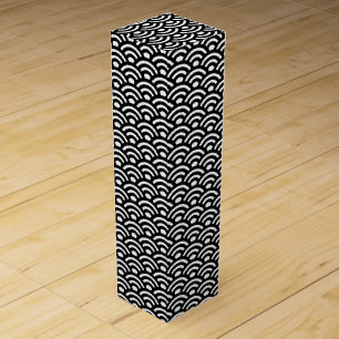 Seigaiha, Waves, Japanese, Black and White Wine Box
