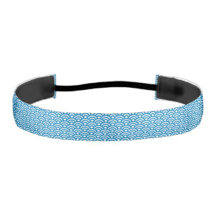 Seigaiha, Waves, Japanese, Blue and White Athletic Headband