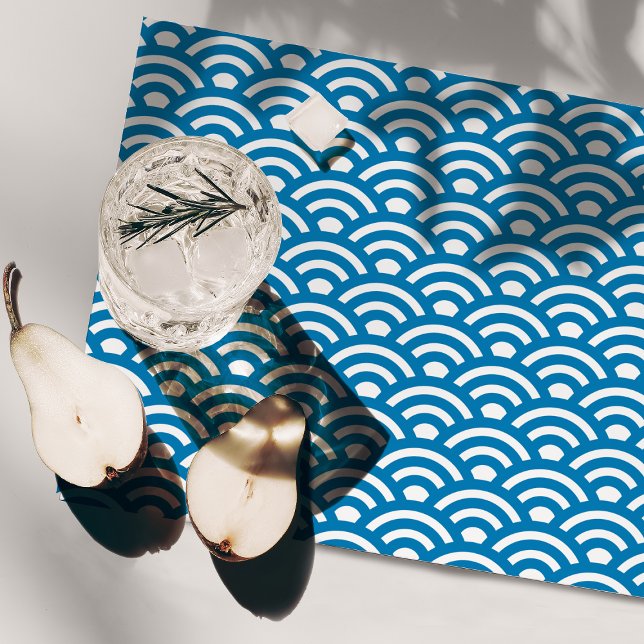 Seigaiha, Waves, Japanese, Blue and White Cloth Placemat (Creator Uploaded)