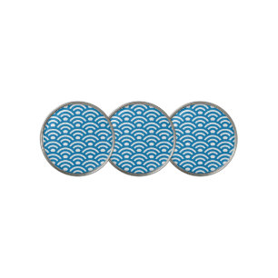 Seigaiha, Waves, Japanese, Blue and White Golf Ball Marker