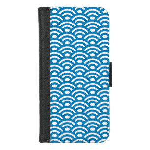 Seigaiha, Waves, Japanese, Blue and White iPhone 8/7 Wallet Case