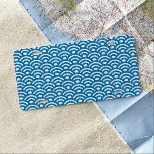 Seigaiha, Waves, Japanese, Blue and White License Plate