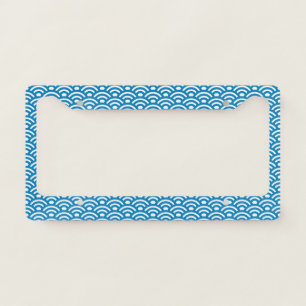 Seigaiha, Waves, Japanese, Blue and White License Plate Frame