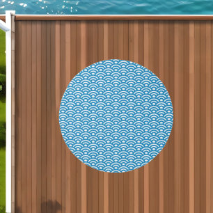 Seigaiha, Waves, Japanese, Blue and White Outdoor Rug