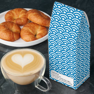 Seigaiha, Waves, Japanese, Blue and White Roasted Coffee