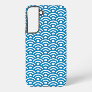 Seigaiha, Waves, Japanese, Blue and White Samsung Galaxy S22+ Case