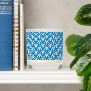 Seigaiha, Waves, Japanese, Blue and White Scented Candle