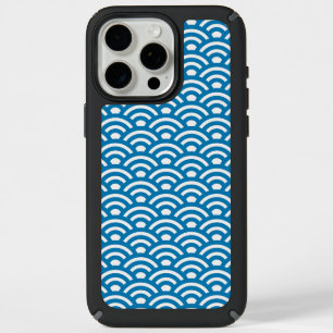 Seigaiha, Waves, Japanese, Blue and White iPhone 15 Pro Max Case