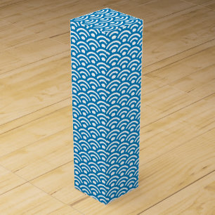 Seigaiha, Waves, Japanese, Blue and White Wine Box