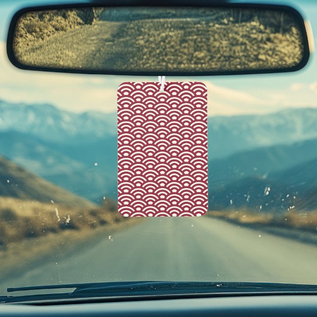 Seigaiha, Waves, Japanese, Burgundy and White Air Freshener (Creator Uploaded)