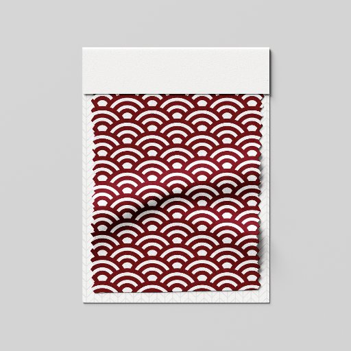 Seigaiha, Waves, Japanese, Burgundy and White Fabric