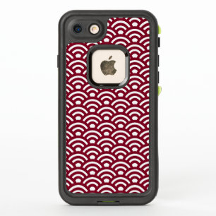 Seigaiha, Waves, Japanese, Burgundy and White