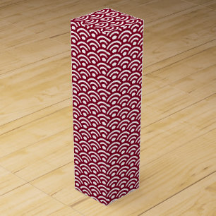 Seigaiha, Waves, Japanese, Burgundy and White Wine Box