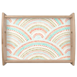 Seigaiha Waves: Vintage Wavy Pattern Serving Tray