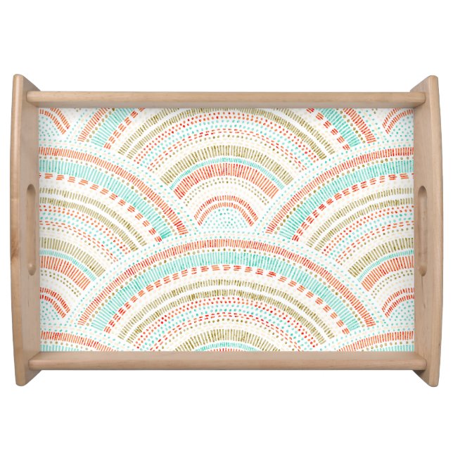 Seigaiha Waves: Vintage Wavy Pattern Serving Tray (Front)