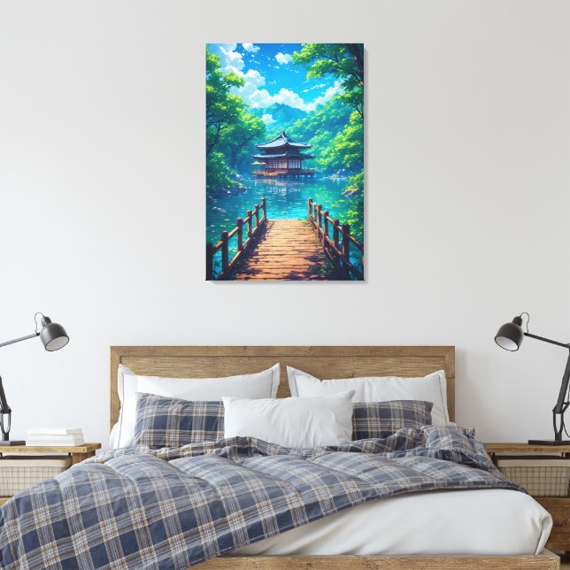 (Seijaku no Kohan) -  Lakeside Serenity Canvas Print (Insitu(Bedroom))