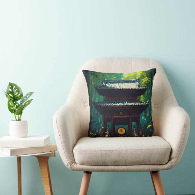 "Seijaku no Mon" – Gate of Tranquility Throw Pillow (Chair)