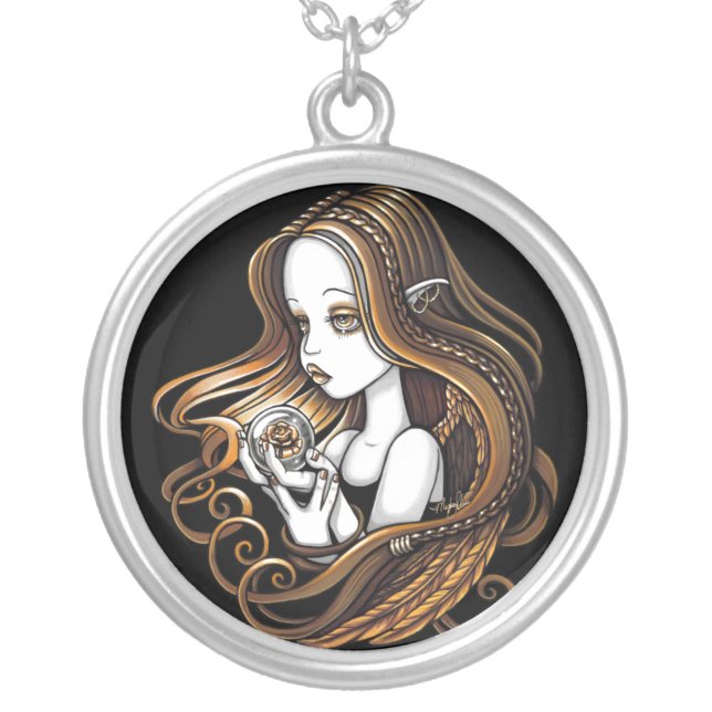 "Seika" Amber Rose Angel Necklace (Front)