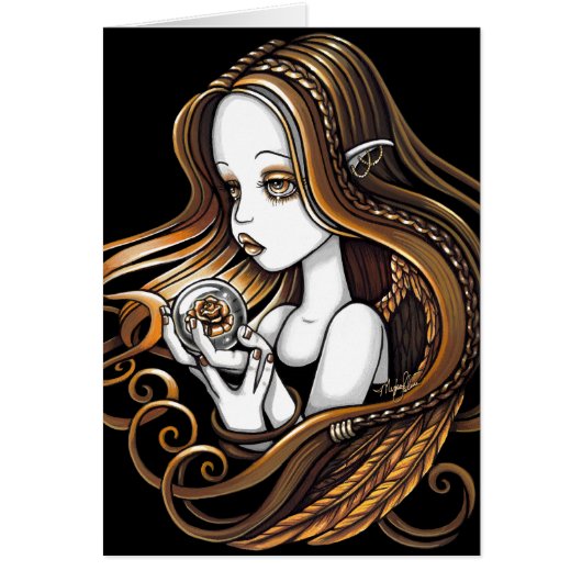 "Seika" Amber Rose Crystal Ball Angel Card (Front)