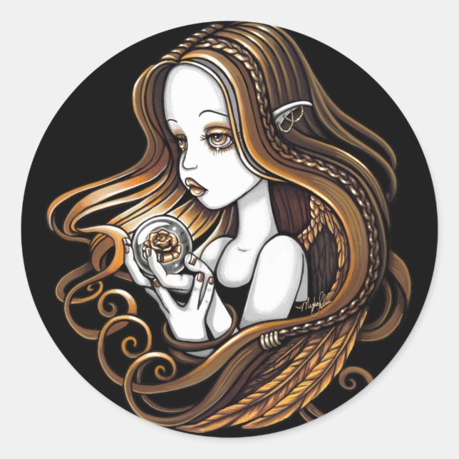 "Seika" Amber Rose Crystal Ball Angel Stickers (Front)