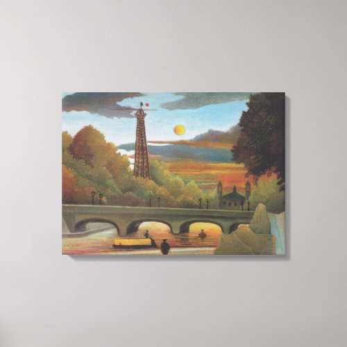 Seine and Eiffel Tower at Sunset by Henri Rousseau Canvas Print