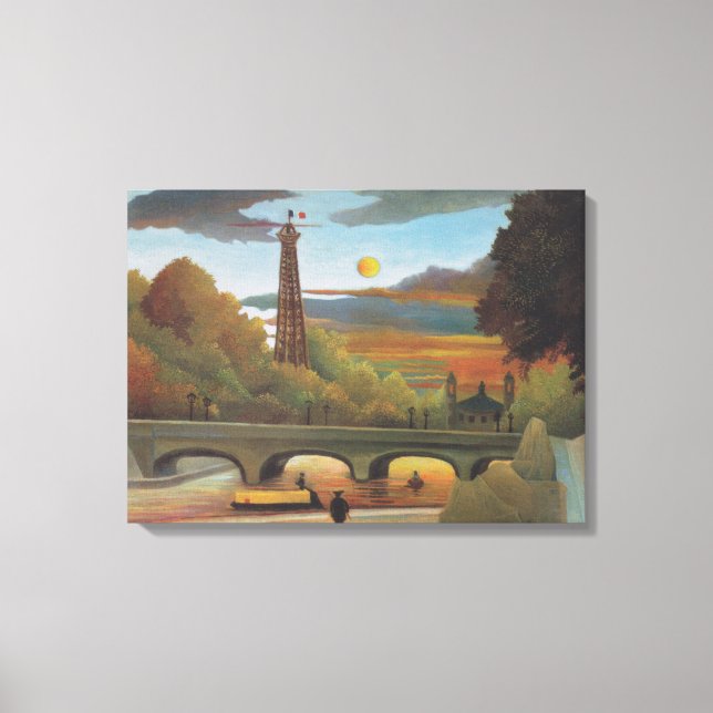 Seine and Eiffel Tower at Sunset by Henri Rousseau Canvas Print (Front)