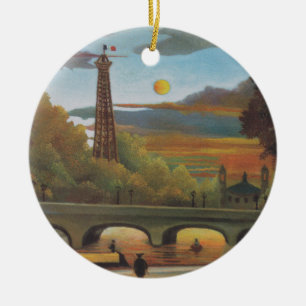 Seine and Eiffel Tower at Sunset by Henri Rousseau Ceramic Ornament