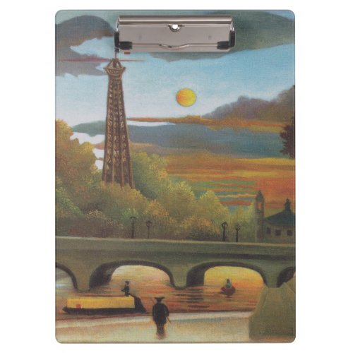 Seine and Eiffel Tower at Sunset by Henri Rousseau Clipboard