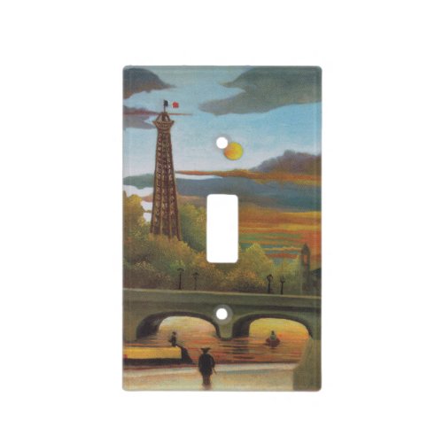 Seine and Eiffel Tower at Sunset by Henri Rousseau Light Switch Cover