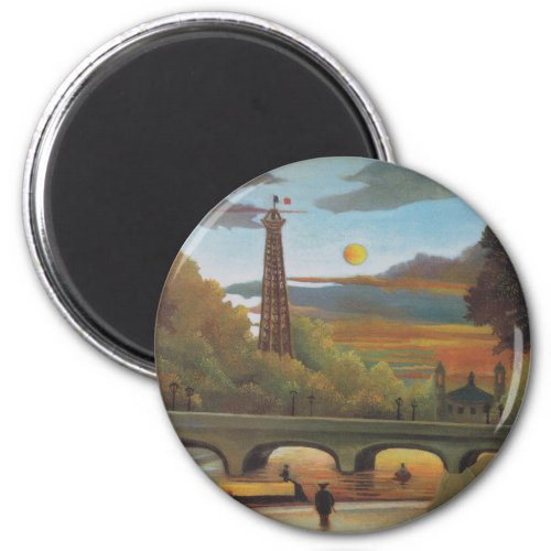 Seine and Eiffel Tower at Sunset by Henri Rousseau Magnet