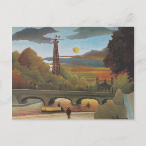 Seine and Eiffel Tower at Sunset by Henri Rousseau Postcard