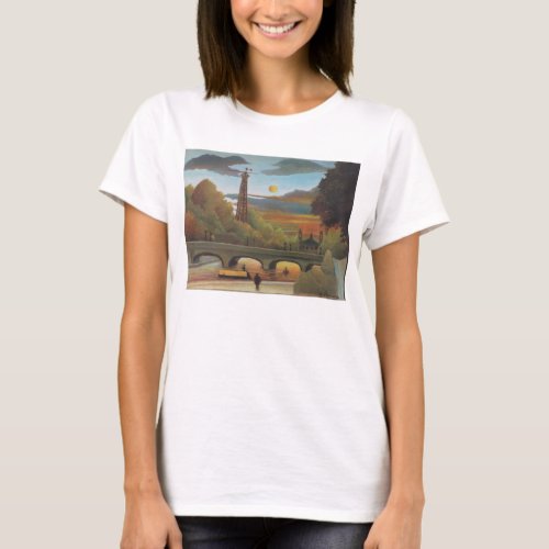 Seine and Eiffel Tower at Sunset by Henri Rousseau T_Shirt