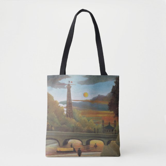 Seine and Eiffel Tower at Sunset by Henri Rousseau Tote Bag (Front)