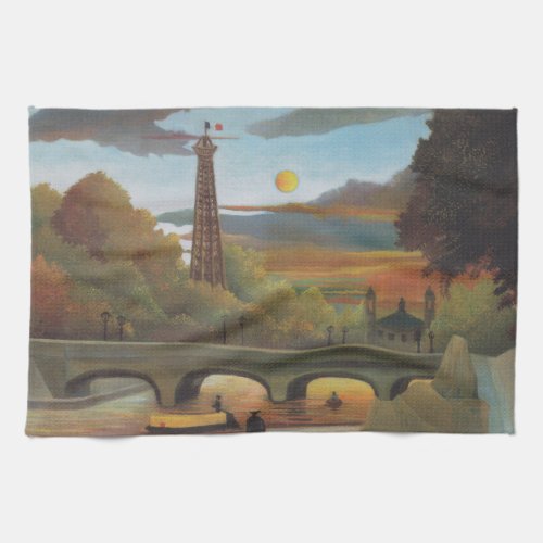 Seine and Eiffel Tower at Sunset by Henri Rousseau Towel