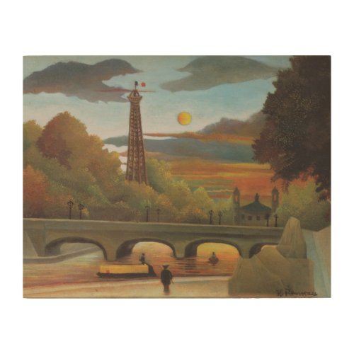 Seine and Eiffel Tower at Sunset by Henri Rousseau Wood Wall Decor