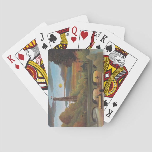 Seine & Eiffel Tower in the Sunset (Paris, France) Poker Cards (Back)