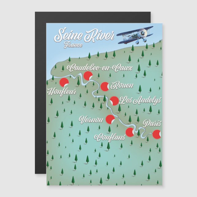 Seine River France vintage map (Front/Back)