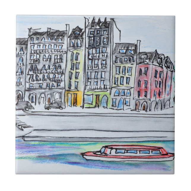 Seine River | Ile Saint-Louis, Paris Ceramic Tile (Front)