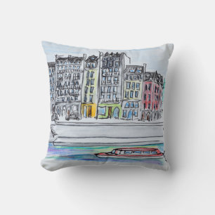 Seine River Ile Saint-Louis, Paris Throw Pillow
