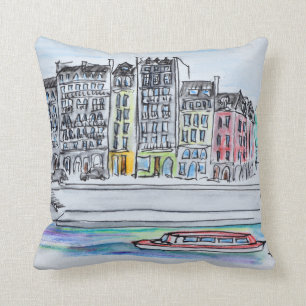 Seine River Ile Saint-Louis, Paris Throw Pillow