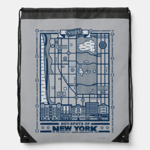 Seinfeld   Hot Spots of New York Map Drawstring Bag