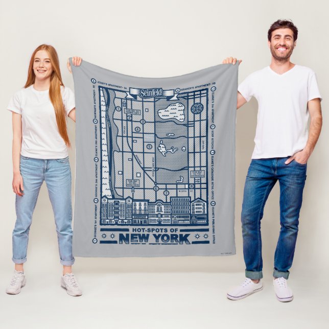 Seinfeld | Hot Spots of New York Map Fleece Blanket (In Situ)